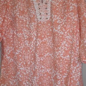 Jones New York Coral Lace Blouse